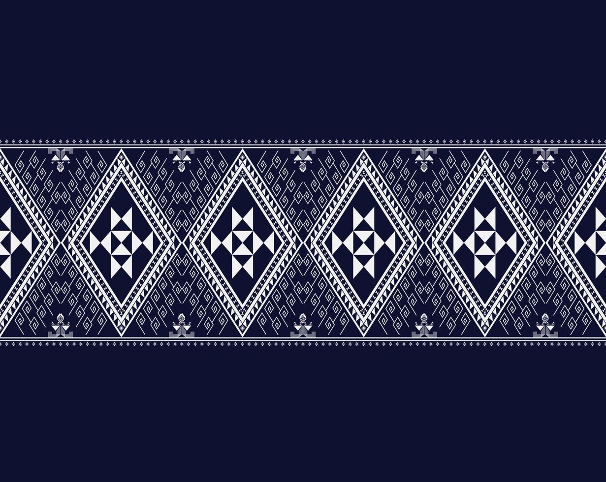 Geometric ethnic texture embroidery with Dark Blue background, wallpaper,skirt,carpet,wallpaper,clothing,wrapping,Batik,fabric,sheet, texture, pattern in Vector, illustration vector
