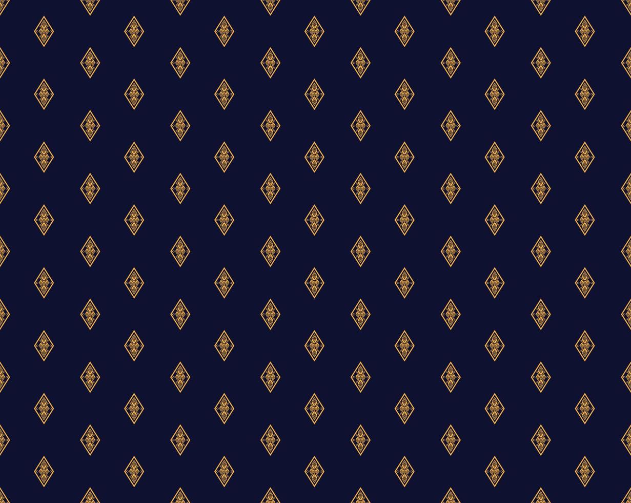 Geometric ethnic texture embroidery design with Dark Blue background design, skirt,wallpaper,clothing,wrapping,fabric, sheet, yellow triangle shapes Vector, illustration pattern vector