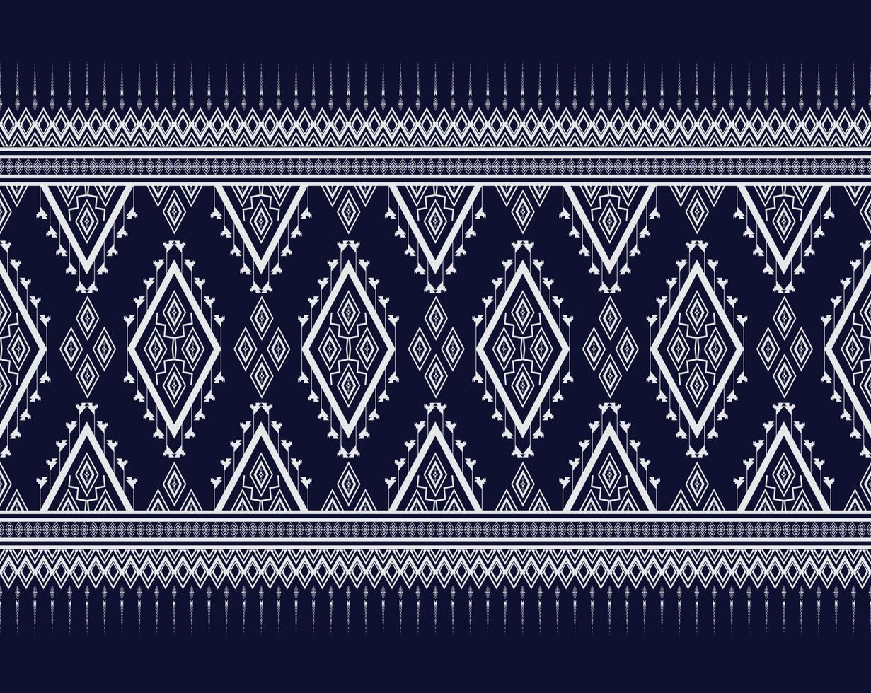 diseño de bordado de textura étnica geométrica oscura sobre fondo azul o papel pintado y ropa, falda, alfombra, papel pintado, ropa, envoltura, batik, tela, vector de textura de triángulo de camisa, patrones de ilustración