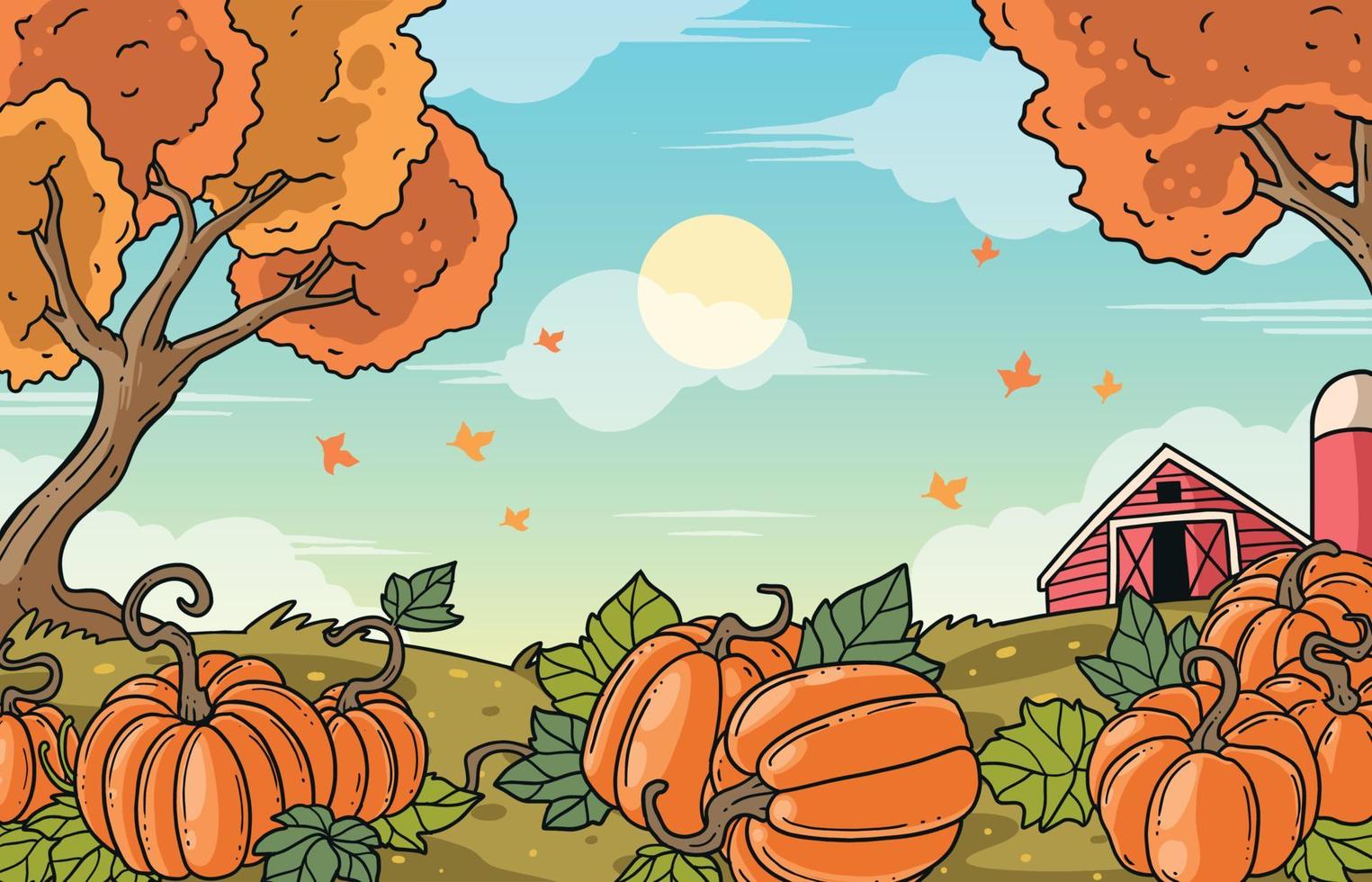 Pumpkin Field Concept vector