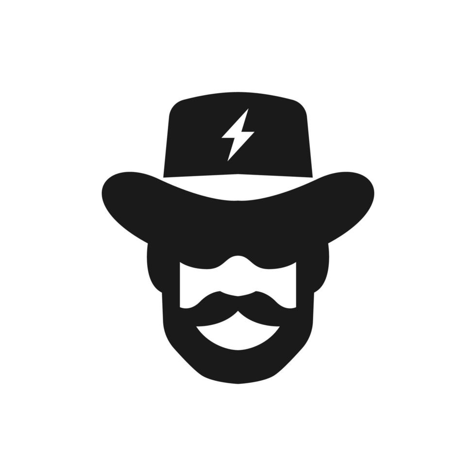 cowboy icon with hat and lightning icon logo vector