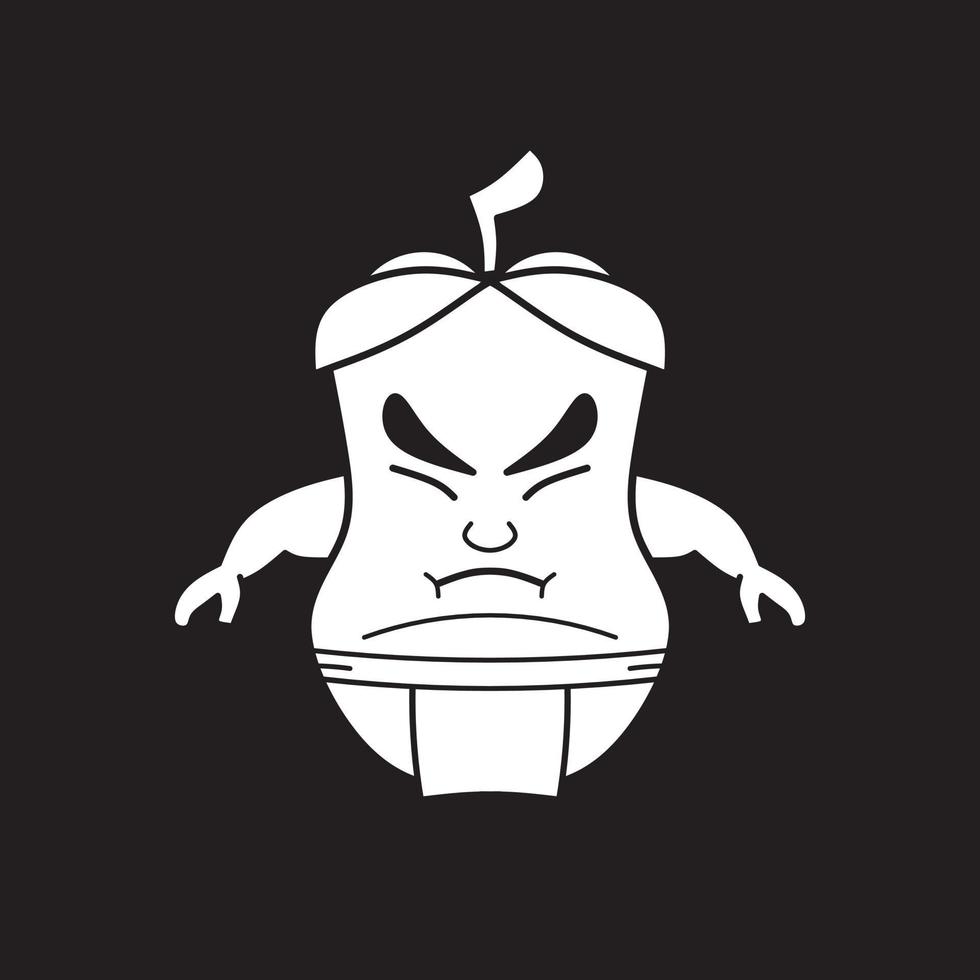 Eggplant Sumo Cute Character Emotion Emoticon Logo Design Vector. vector