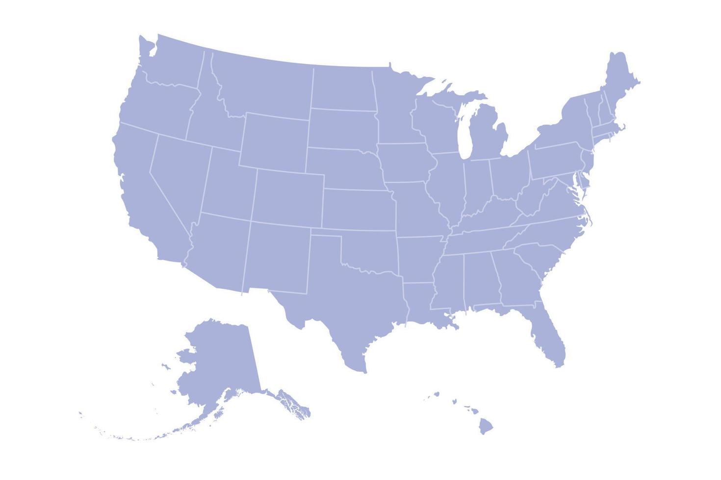 silueta de mapa de estados unidos sobre fondo blanco vector