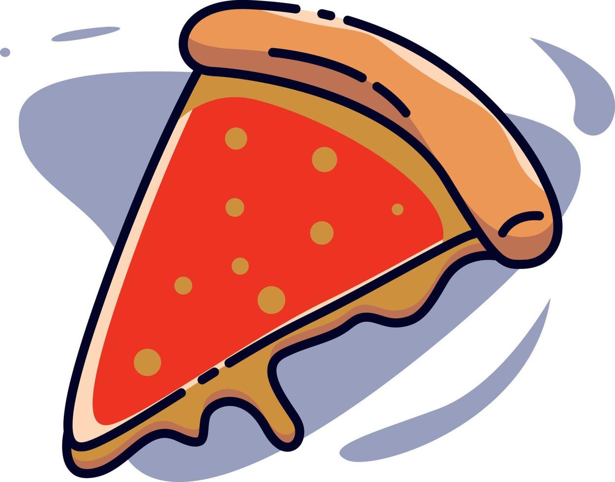 Pizza slice on white background, vector