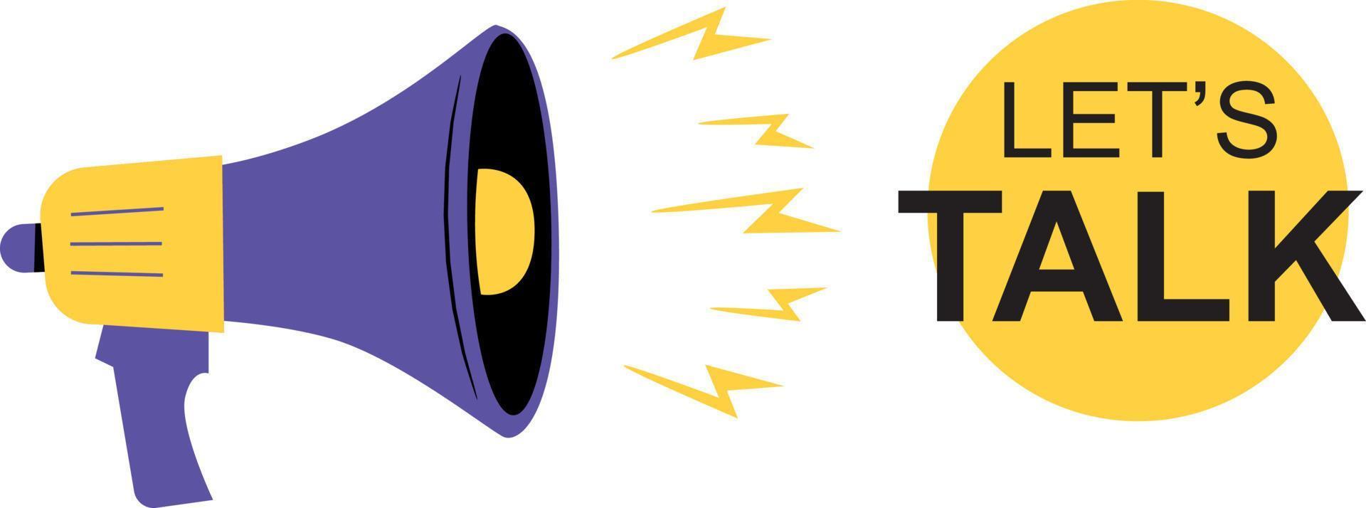 Marketing time concept, megaphone, loudspeaker with lightning. Vector illustration