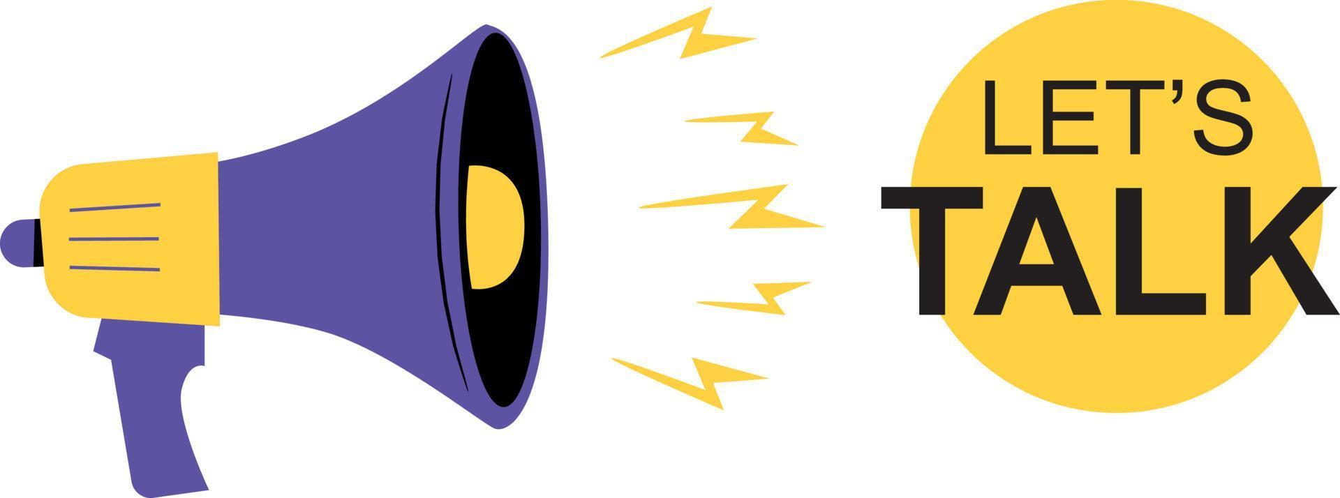 Marketing time concept, megaphone, loudspeaker with lightning. Vector ...