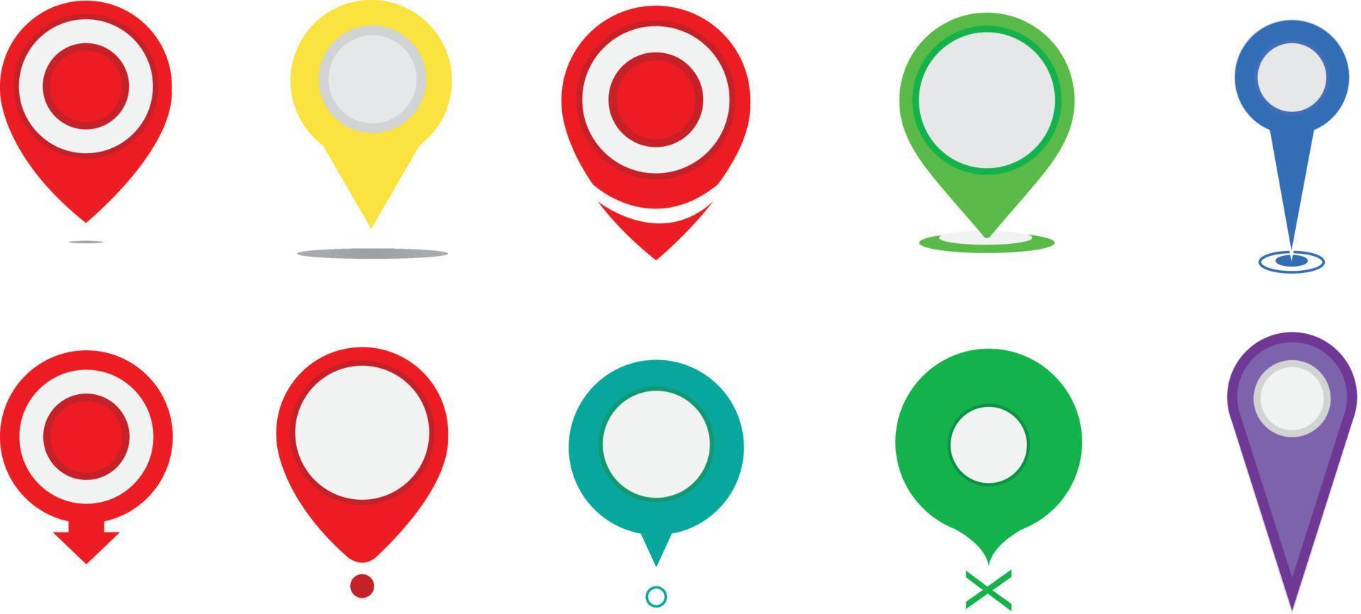 Map pointers icon set. Collection of colorful location pins. Map pointer gps location vector