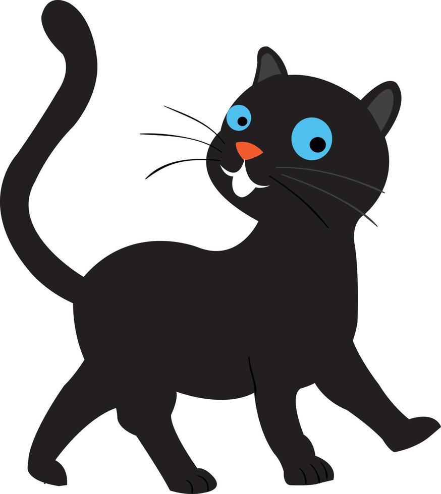 Black Cat Silhouette on White Background. Icon Vector Illustration. Concept for Logo, Print, Sticker.