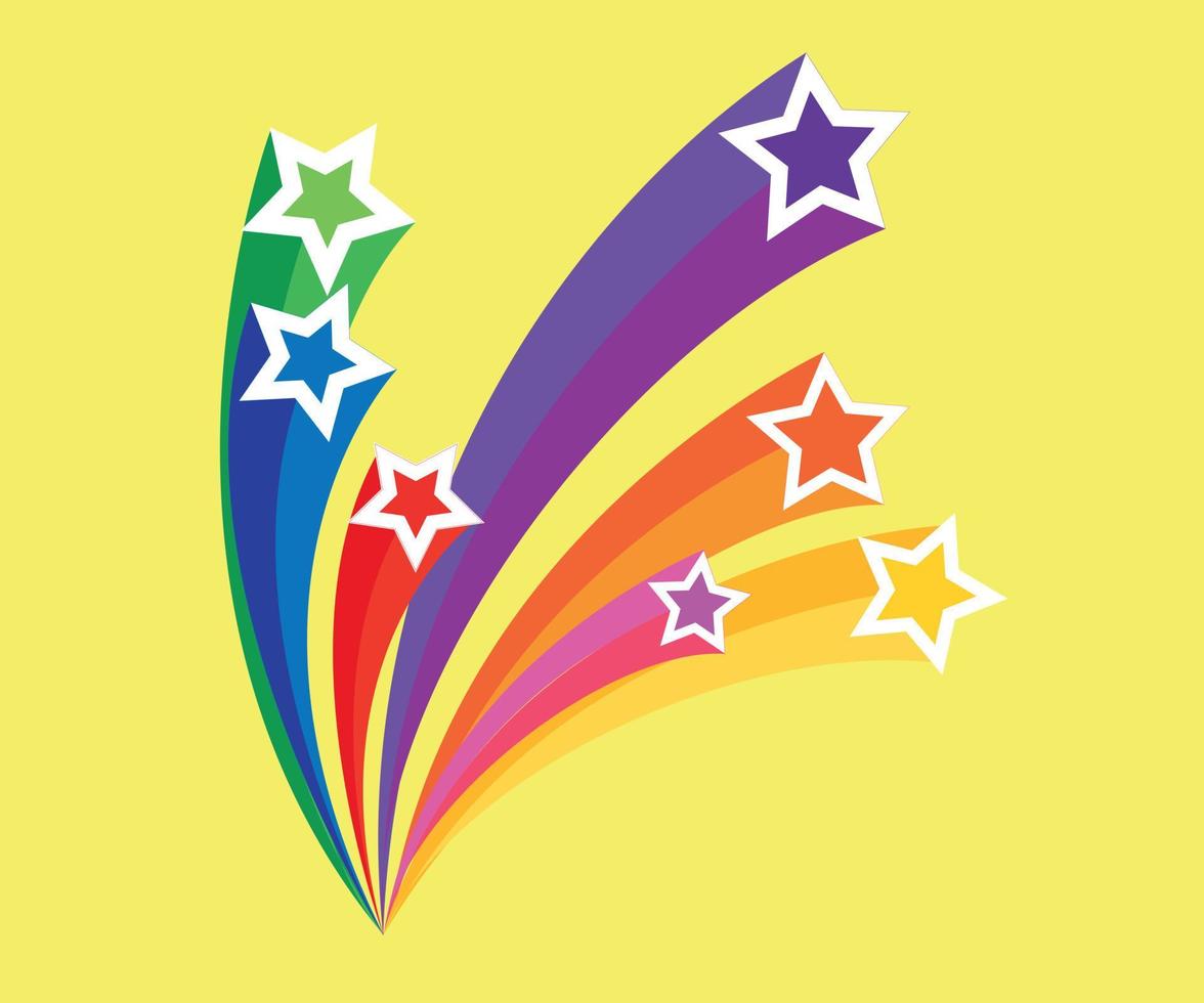 Rainbow Shooting Star Repeat Seamless Pattern Fun Background vector