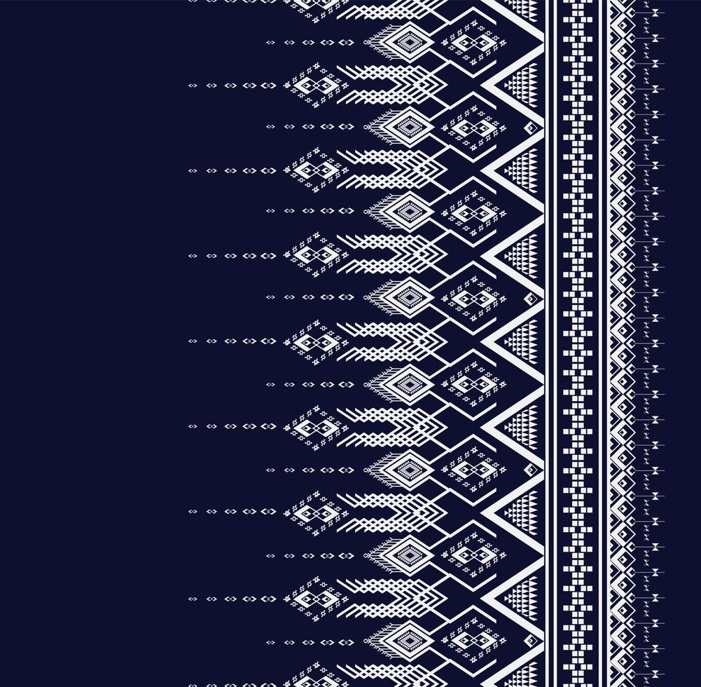 Geometric ethnic texture embroidery design for Blue background or wallpaper and clothing,skirt,carpet,wallpaper,clothing,wrapping,Batik,fabric,sheet DARK BLUE background Vector, illustration vector