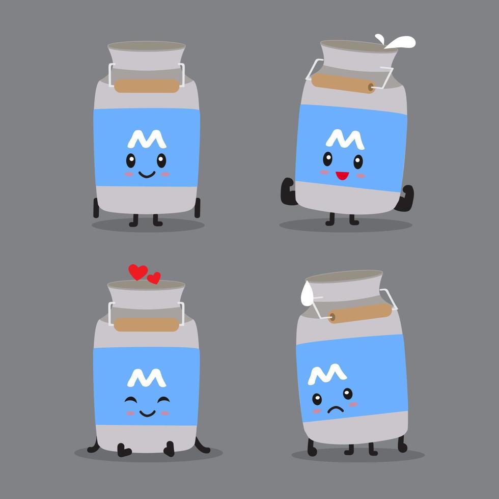 cute milk bucket character mascot for your business vector