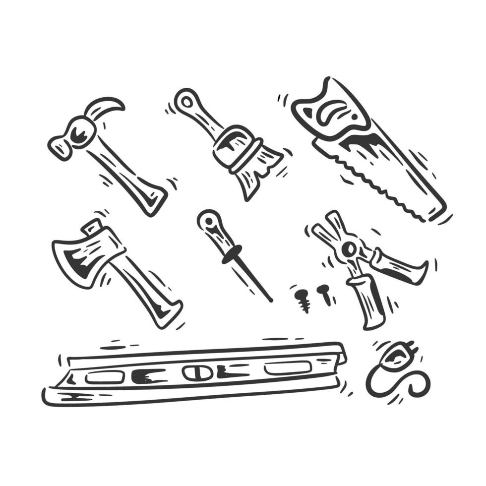 illustration builder tools icon set vector
