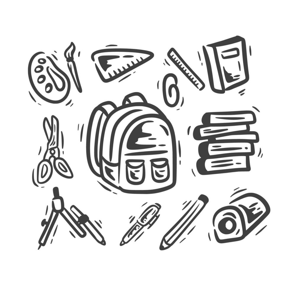 illustration school tools icon set vector