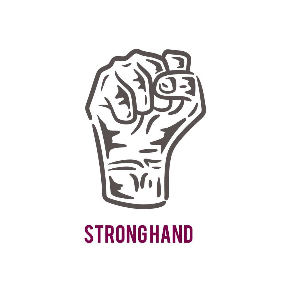 ilustración mano fuerte logo vintage vector