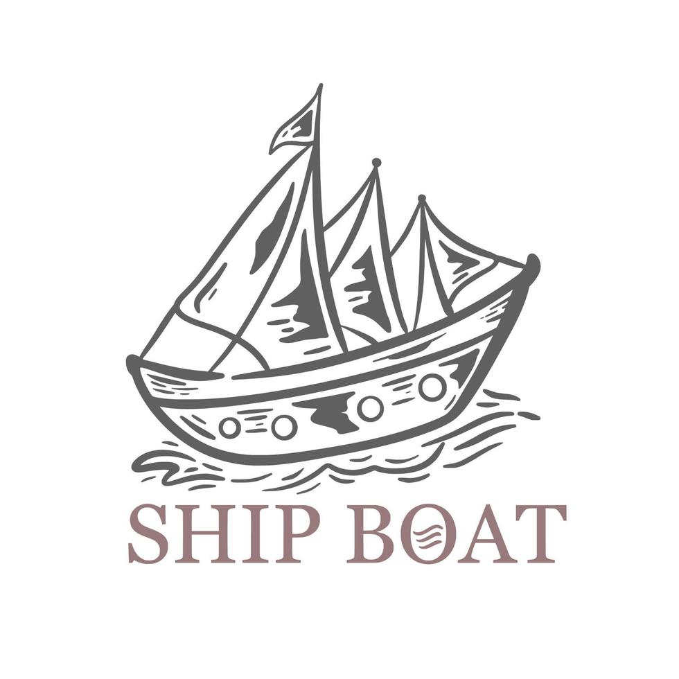 ship boat illustration logo vector