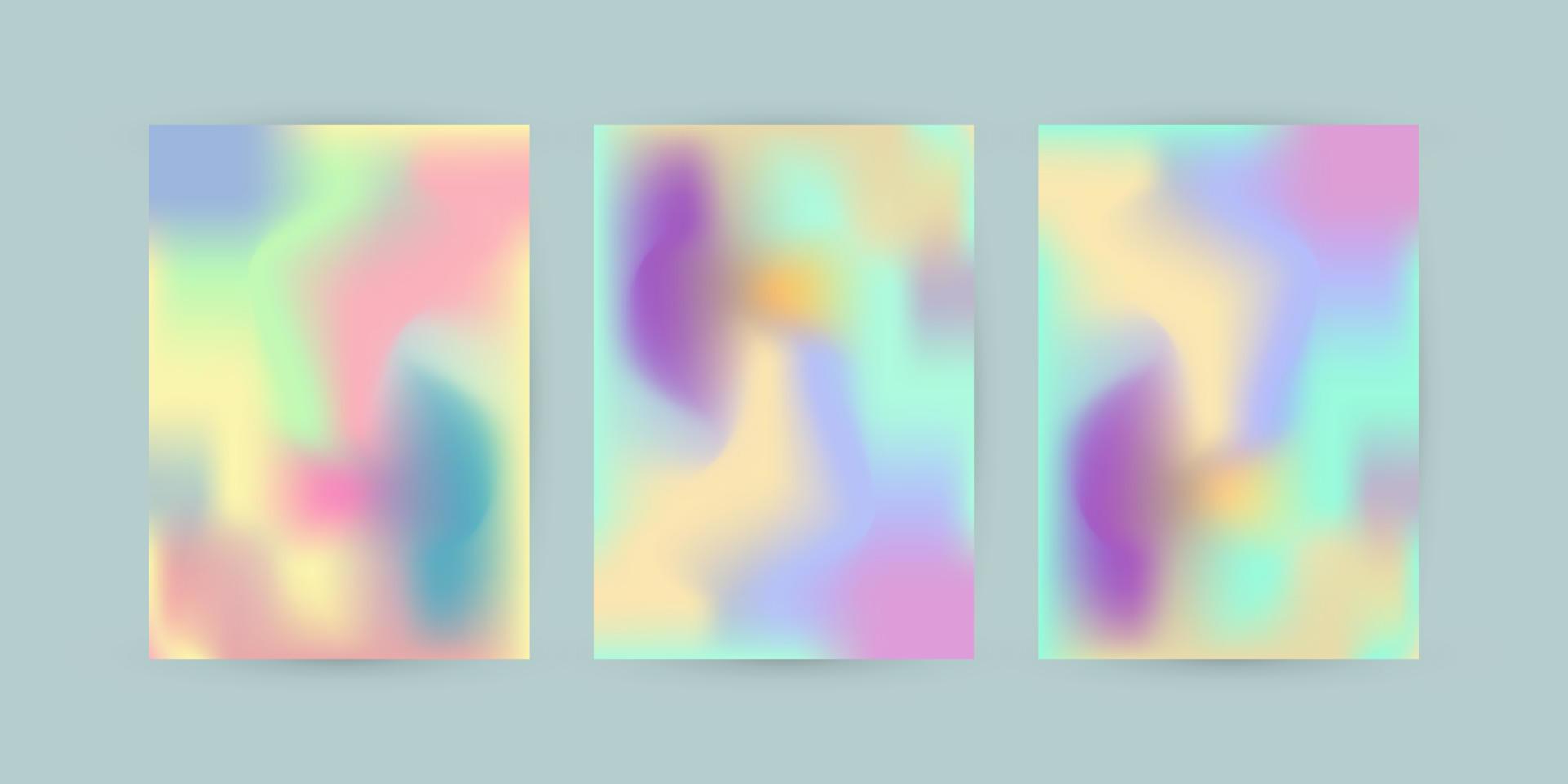 conjunto de modo de curva abstracta de color pastel lleno de diseño degradado, tres plantillas de colores pastel para el diseño de pancartas, conjunto de elementos gráficos modernos abstractos vector