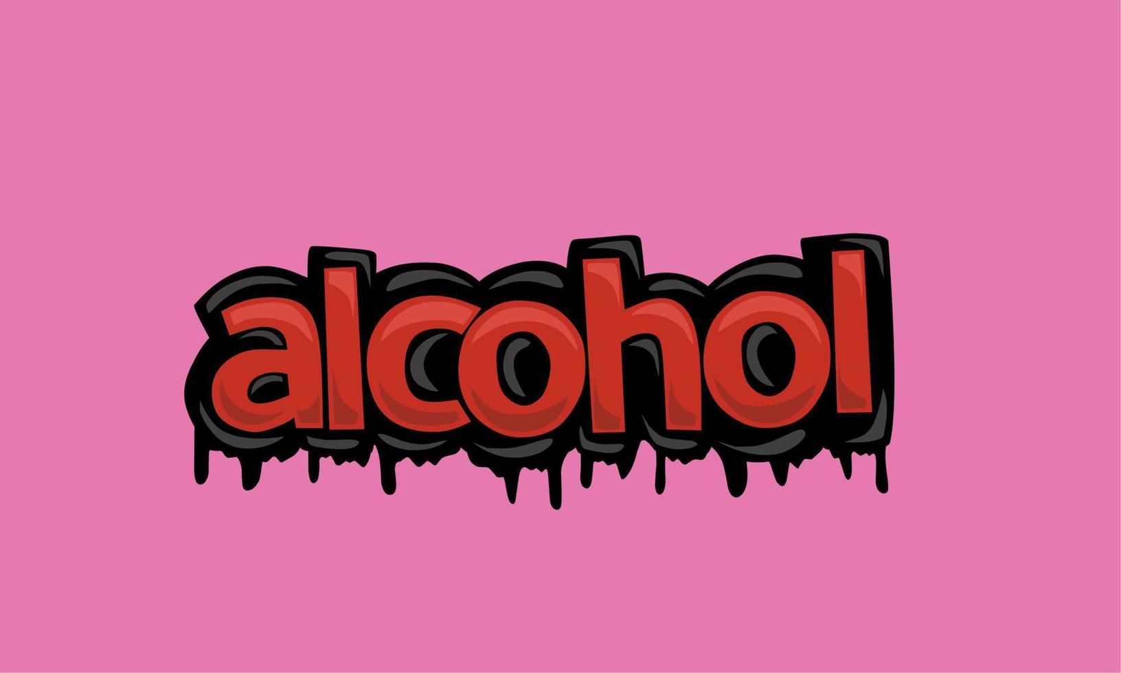 ALCOHOL writing vector design on pink background