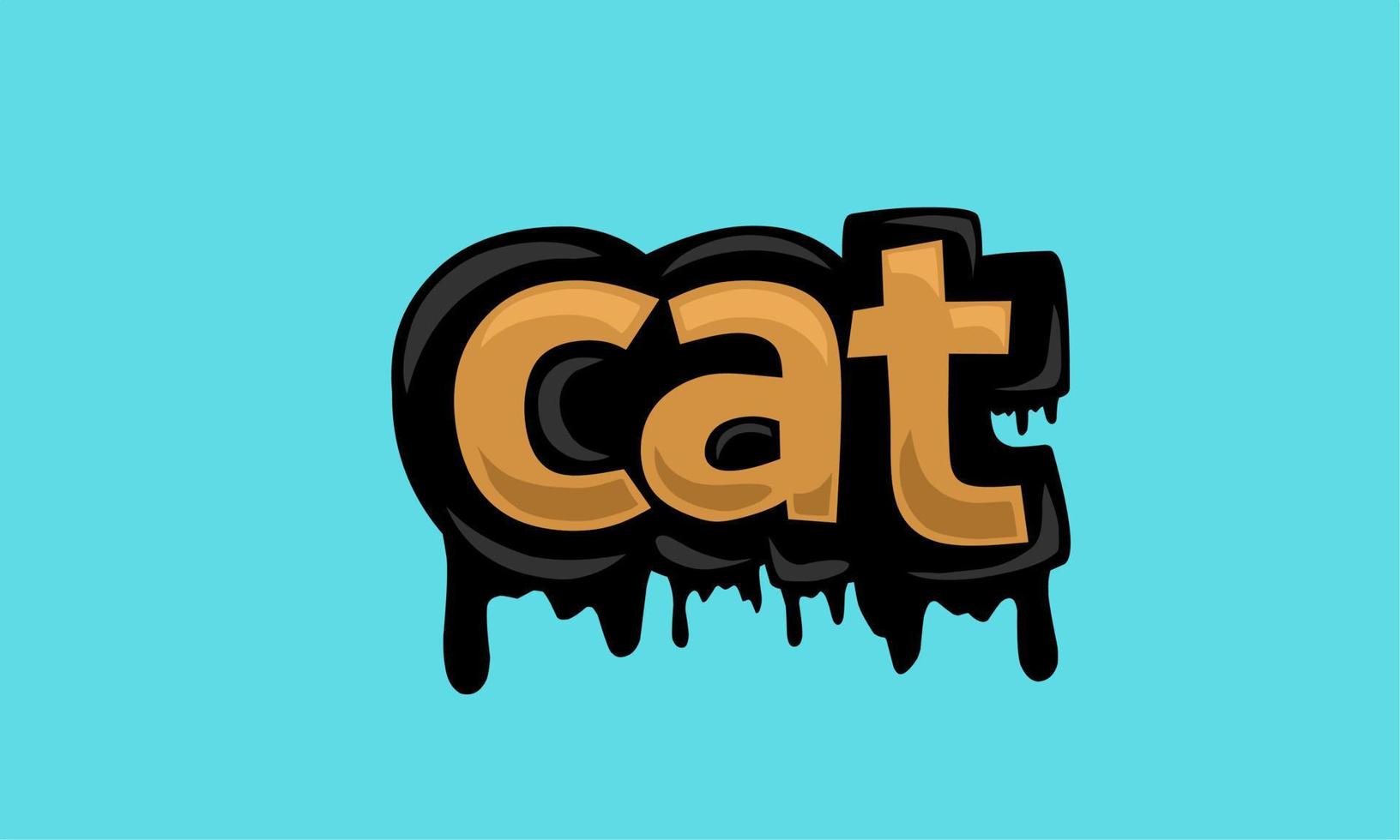 diseño de vector de escritura de gato sobre fondo azul