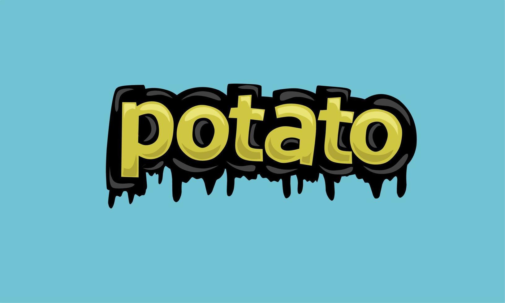 POTATO writing vector design on blue background