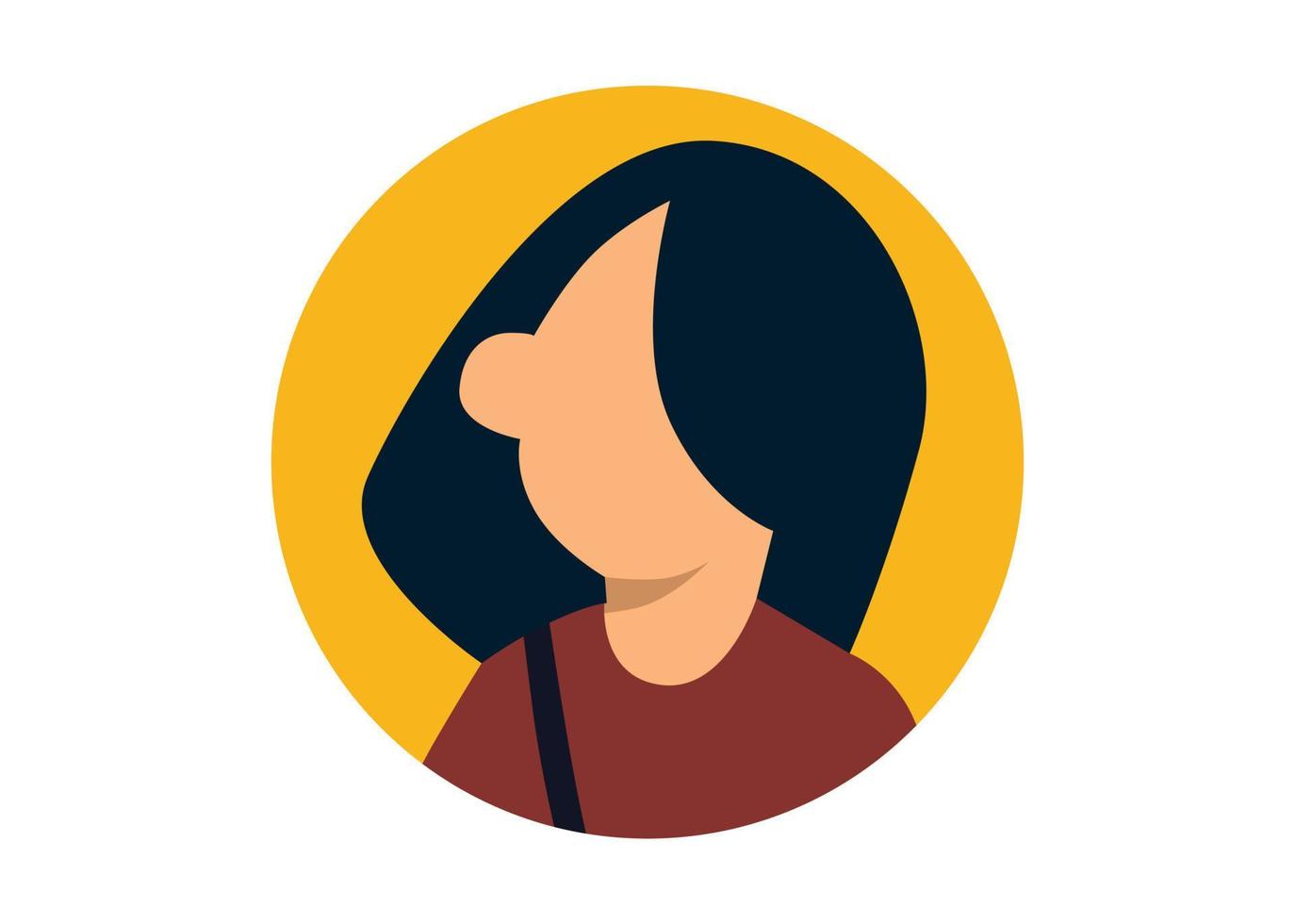 straight hair young girl face illustration design vector