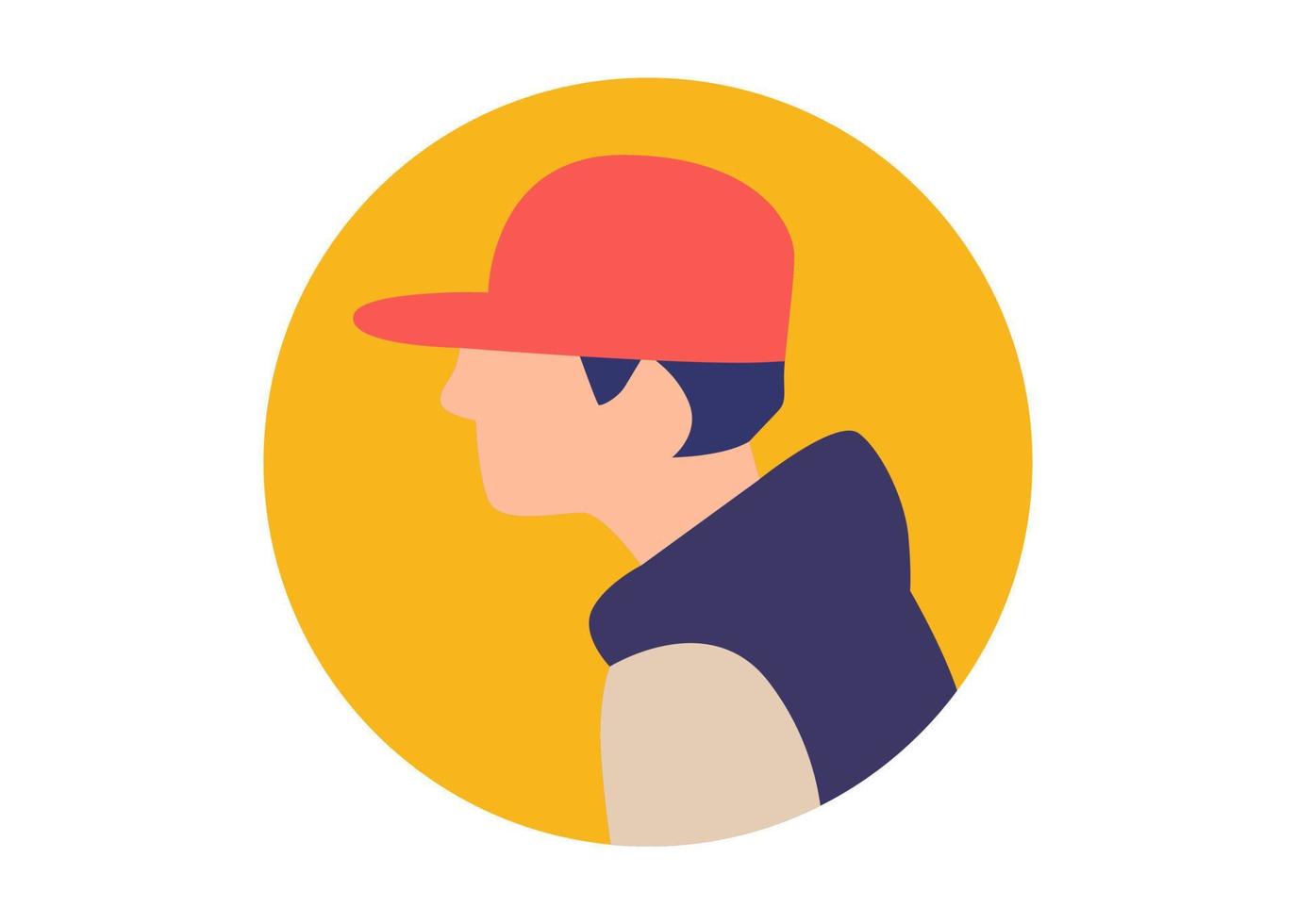 diseño de ilustración de cara masculina usando un sombrero vector