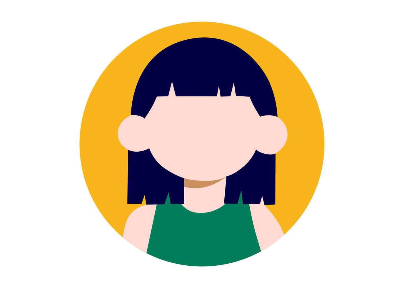 diseño de ilustración de cara de niña de pelo lacio vector