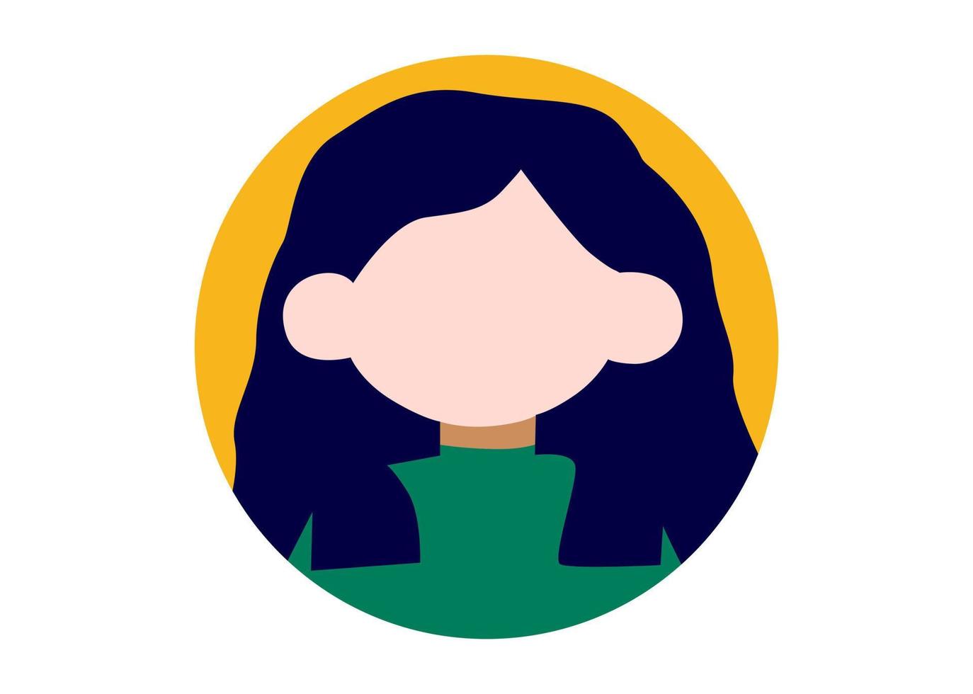 diseño de ilustración de cara de niña de pelo ondulado vector