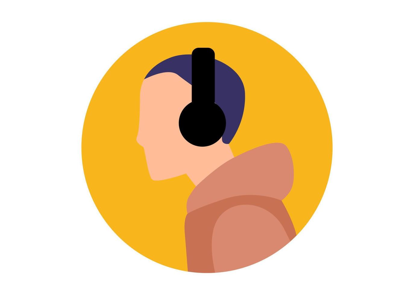 diseño de ilustración de cara masculina usando un auricular vector