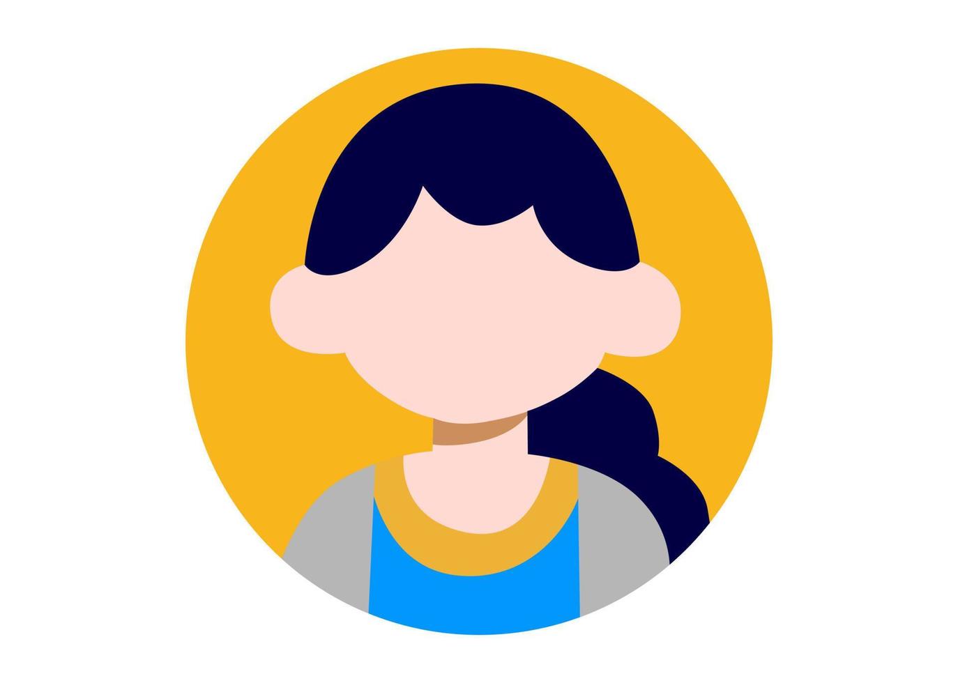straight hair young girl face illustration design vector