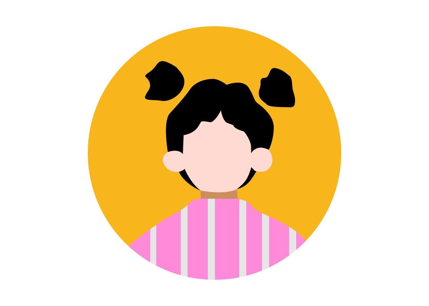 cara, ilustración, diseño, niña joven, con, pelo atado vector