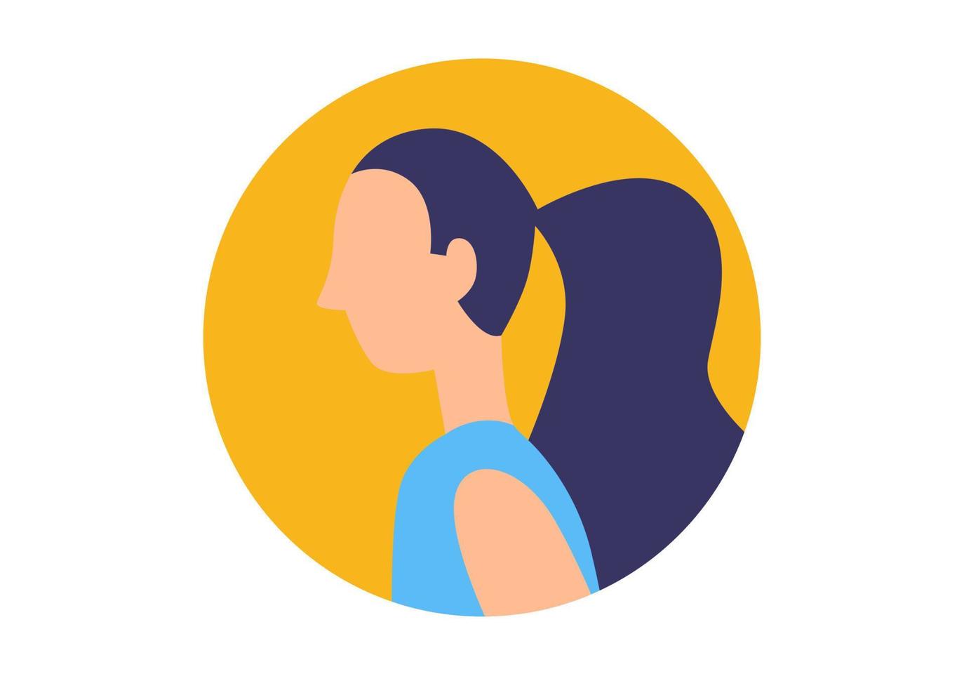 diseño de ilustración de cara de niña de pelo lacio vector