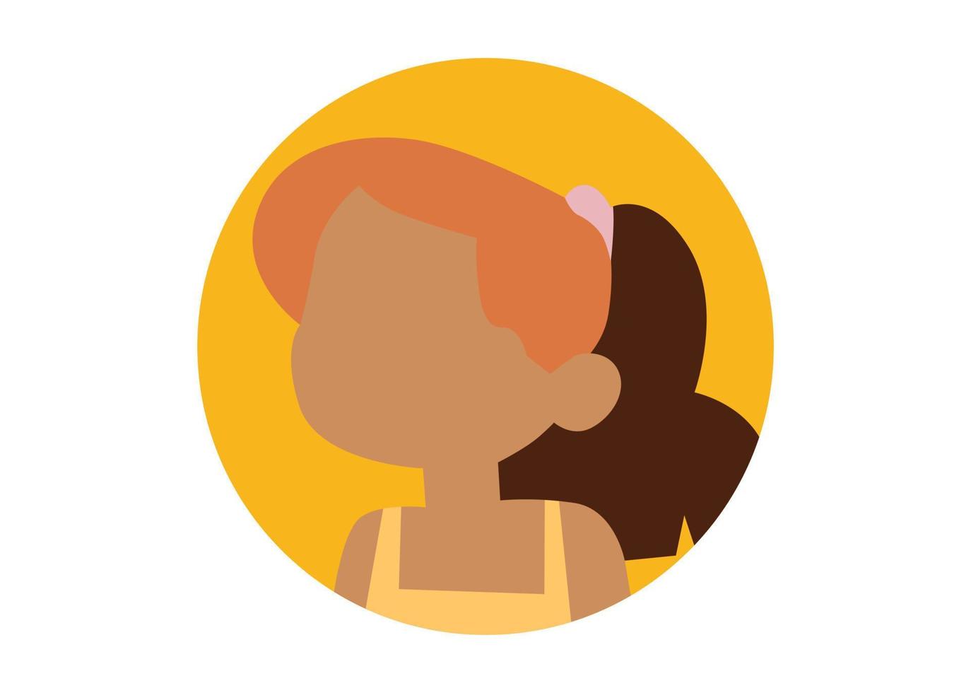face illustration design Young girl with tied hair vector