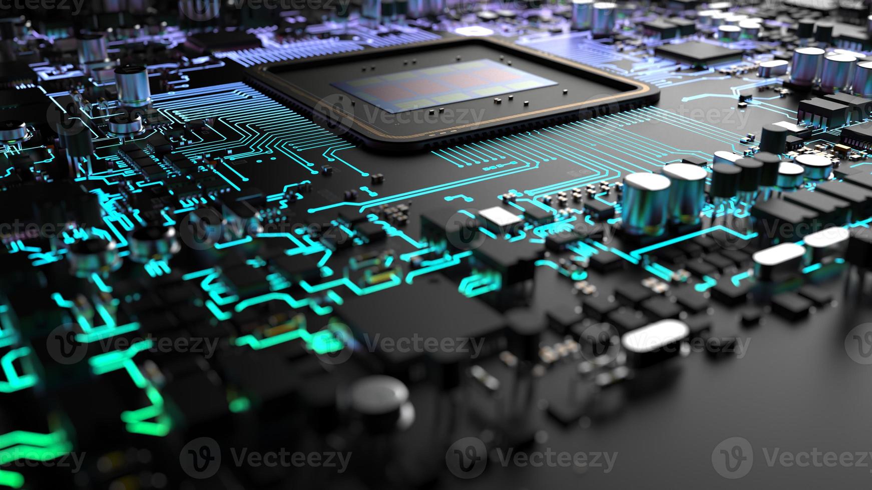 a fragment of computer hardware components. powerful cpu on a chip photo