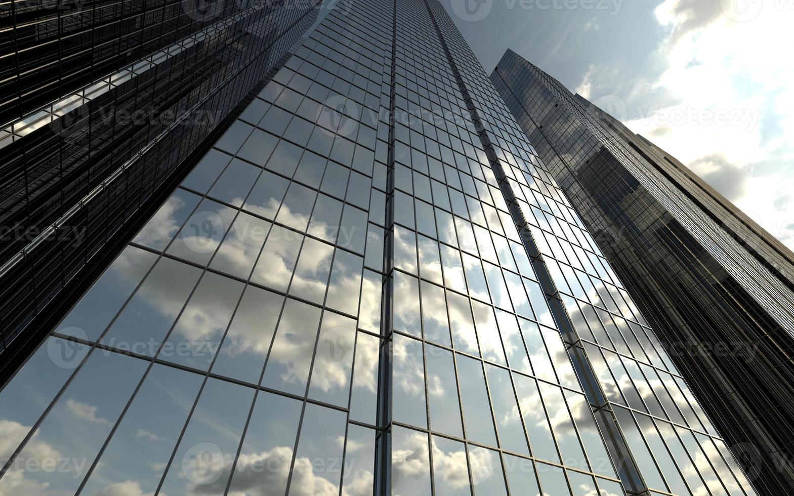 modern high-rise buildings against the sky. 3d illustration on the theme of business success and technology photo