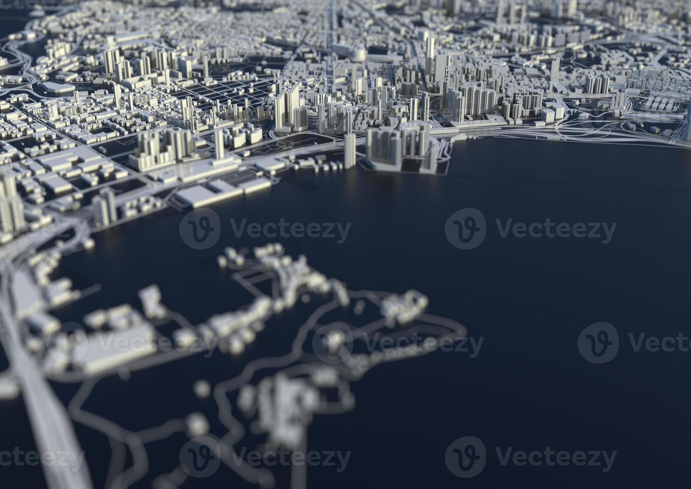 big city top view. illustration in casual graphic design. fragment hong kong 3d render photo