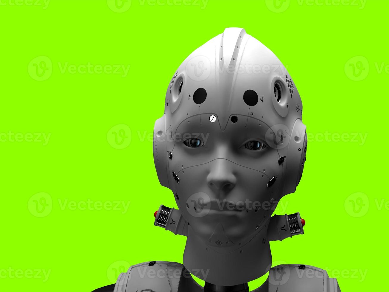 portrait of three robots close-up. isolated 3d illustration for use with dark background photo