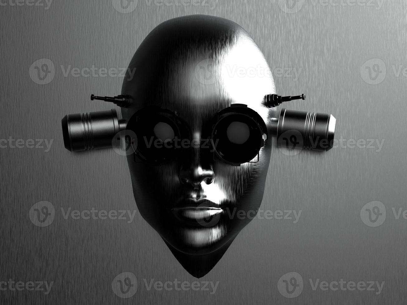 robot woman. close-up portrait. abstraction on the topic of technology and games. 3d illustration photo