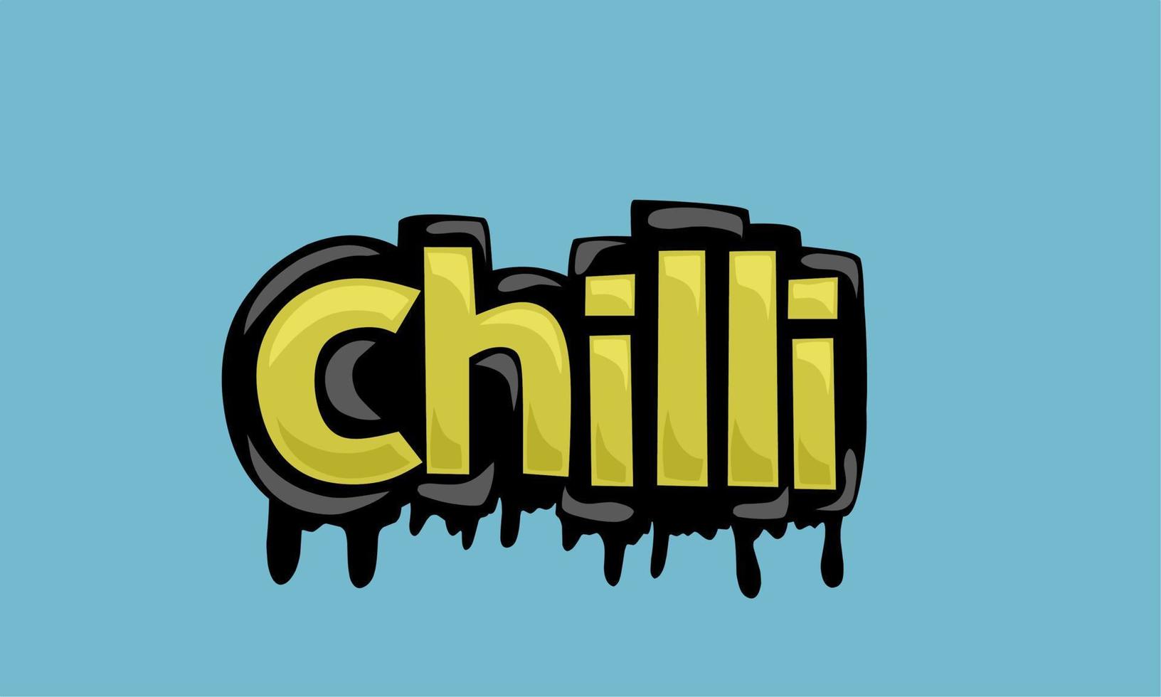 CHILLI writing vector design on blue background