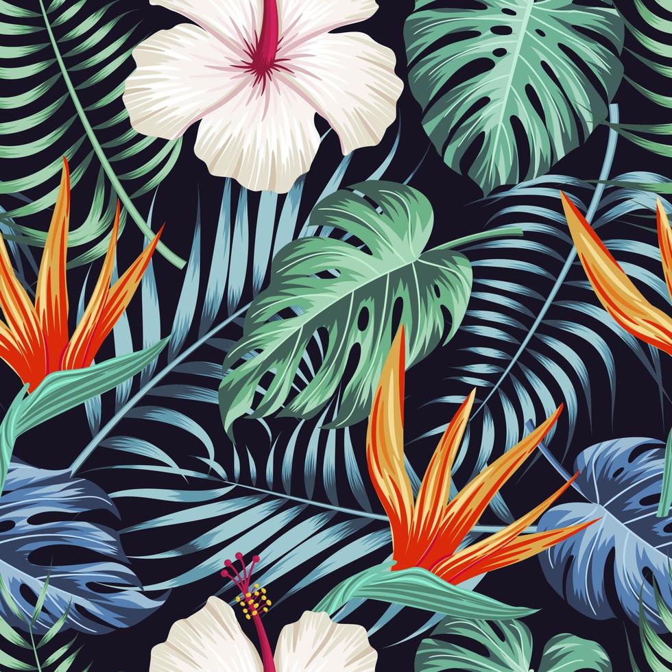 Floral seamless pattern with leaves. tropical background vector