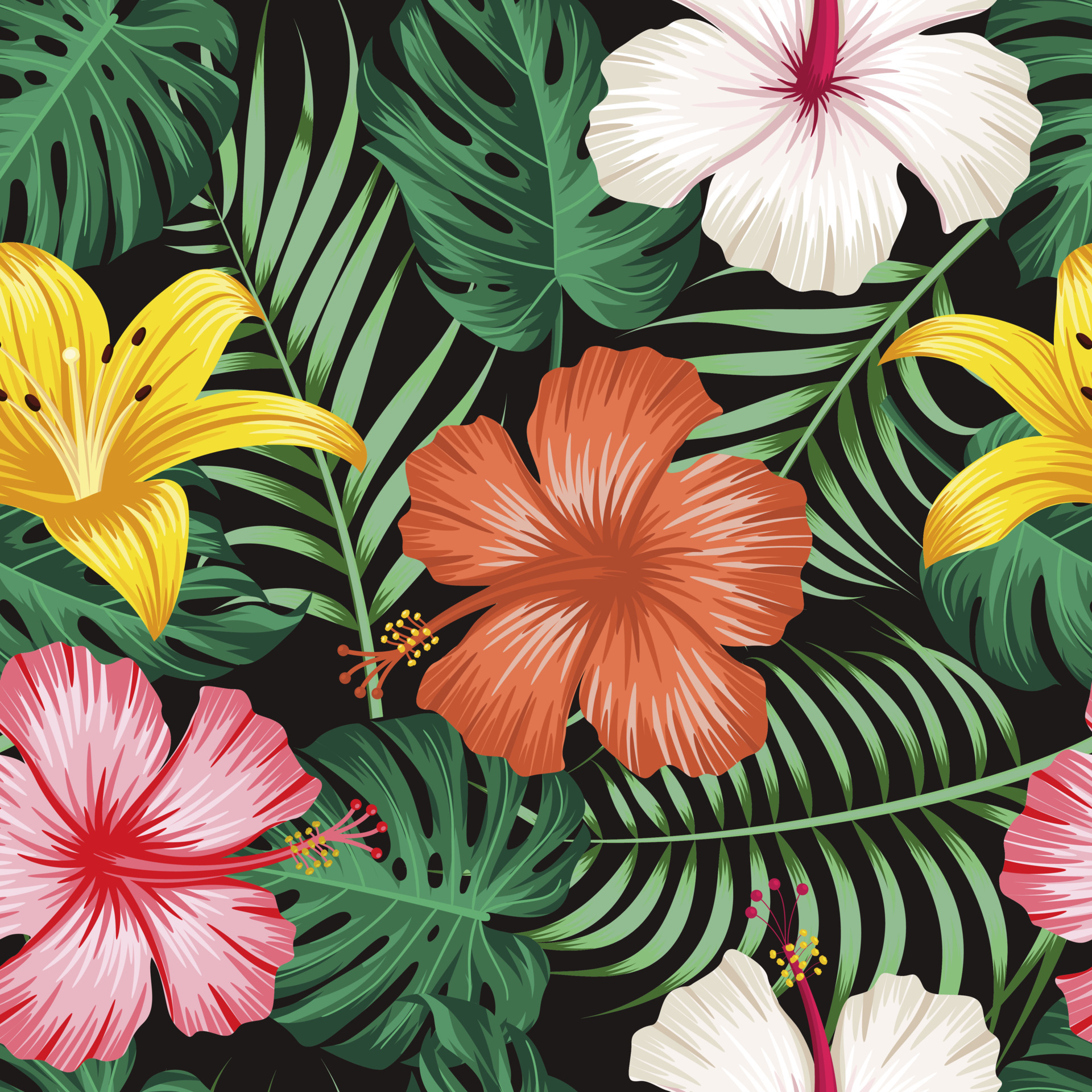 Floral seamless pattern with leaves. tropical background 9281343 Vector ...