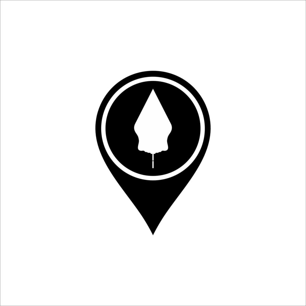'Gunungan Wayang' and Location Icon Symbol for Icon Symbol for Javanese Cultural and Art Center Place Location. Vector Illustration