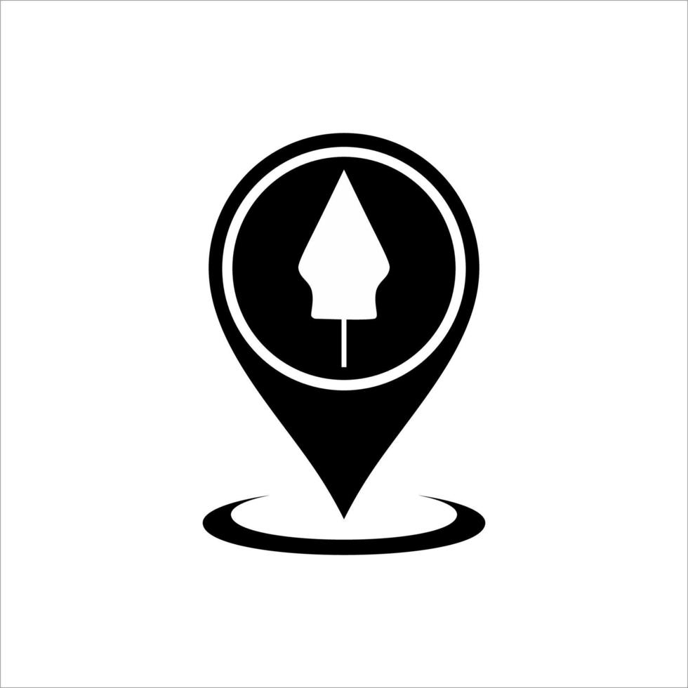 'Gunungan Wayang' and Location Icon Symbol for Icon Symbol for Javanese Cultural and Art Center Place Location. Vector Illustration