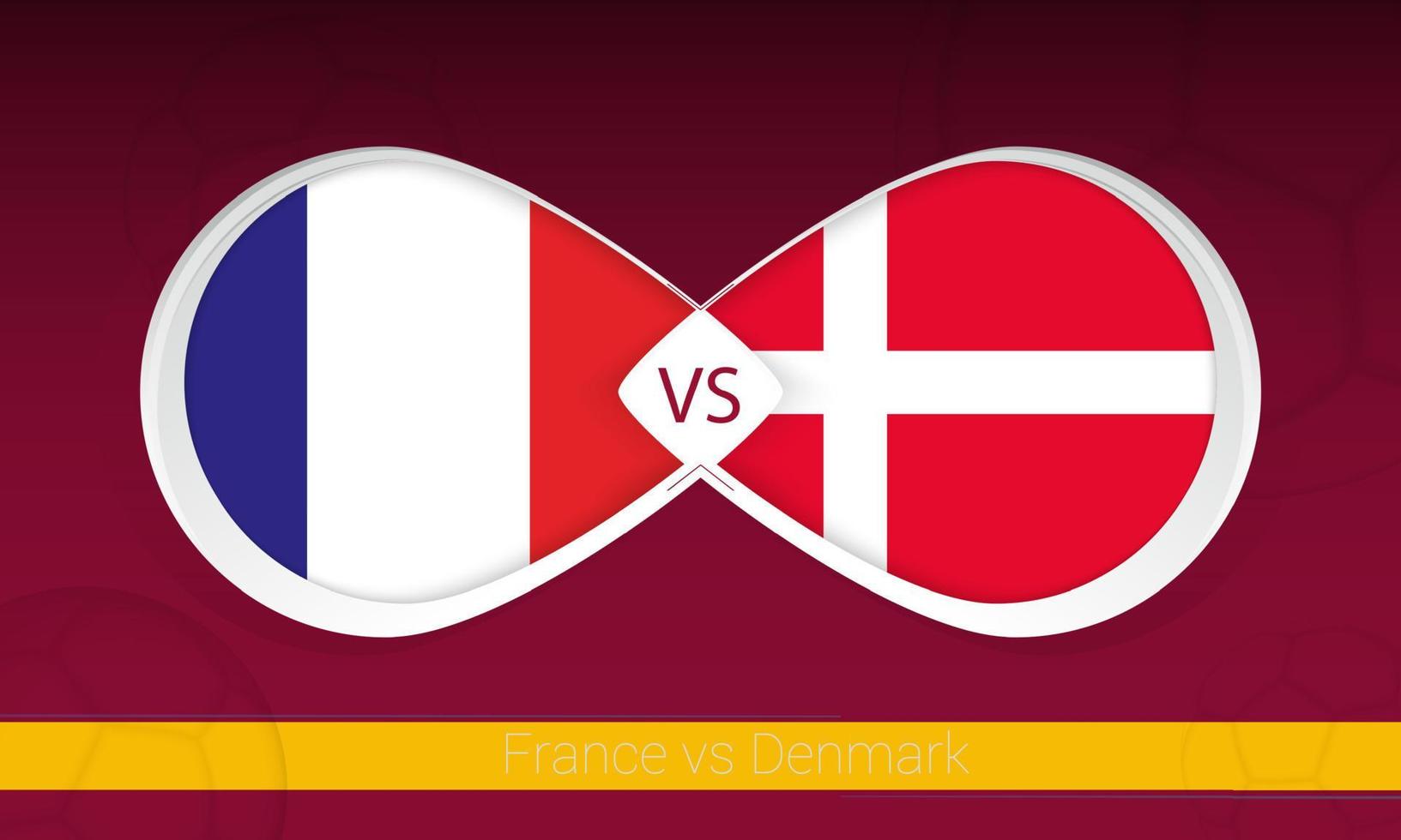 France vs Denmark  in Football Competition, Group A. Versus icon on Football background. vector