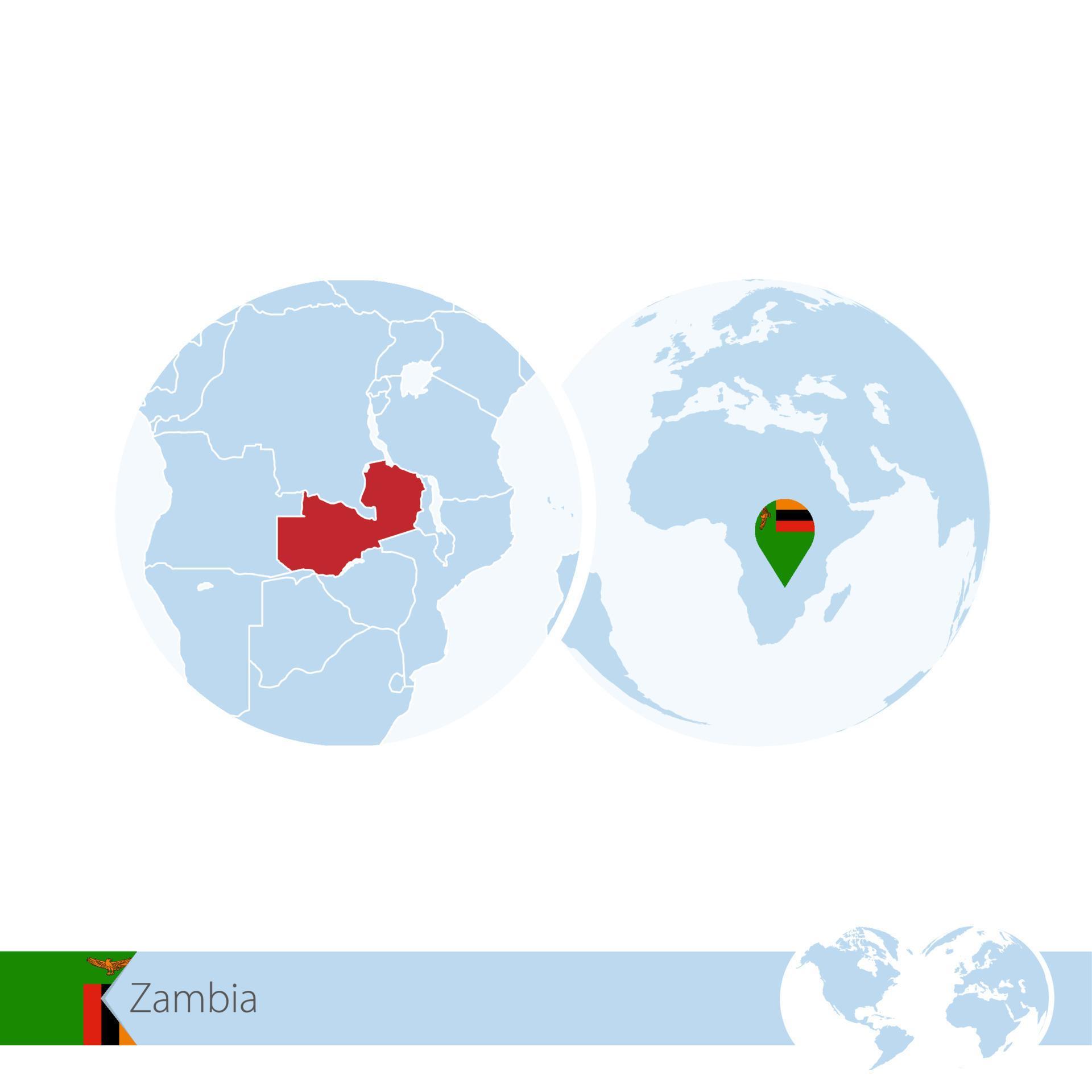 Zambia On World Globe With Flag And Regional Map Of Zambia 9281604 Zambia On World Globe With Flag And Regional Map Of Zambia Vector 
