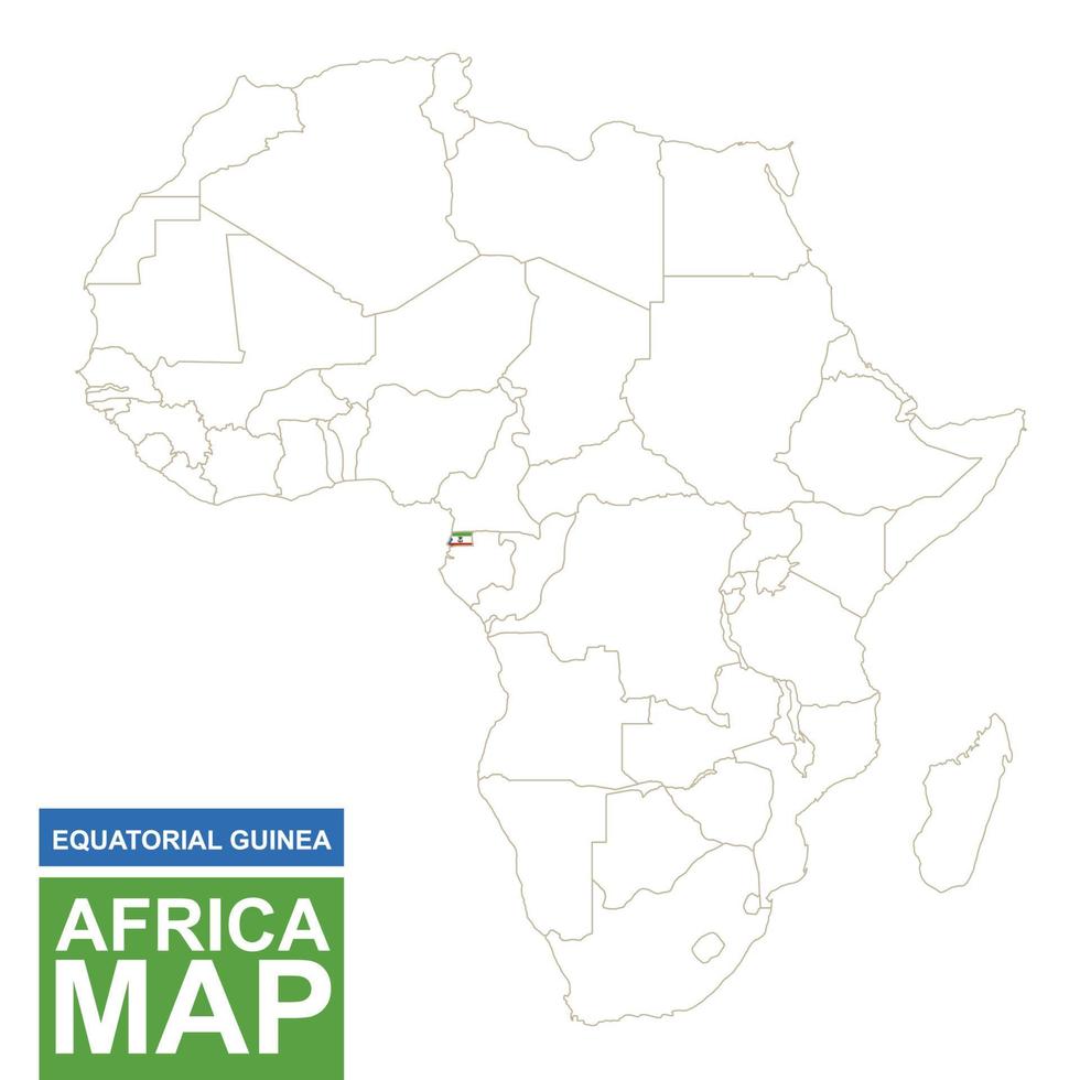 Africa contoured map with highlighted Equatorial Guinea. vector