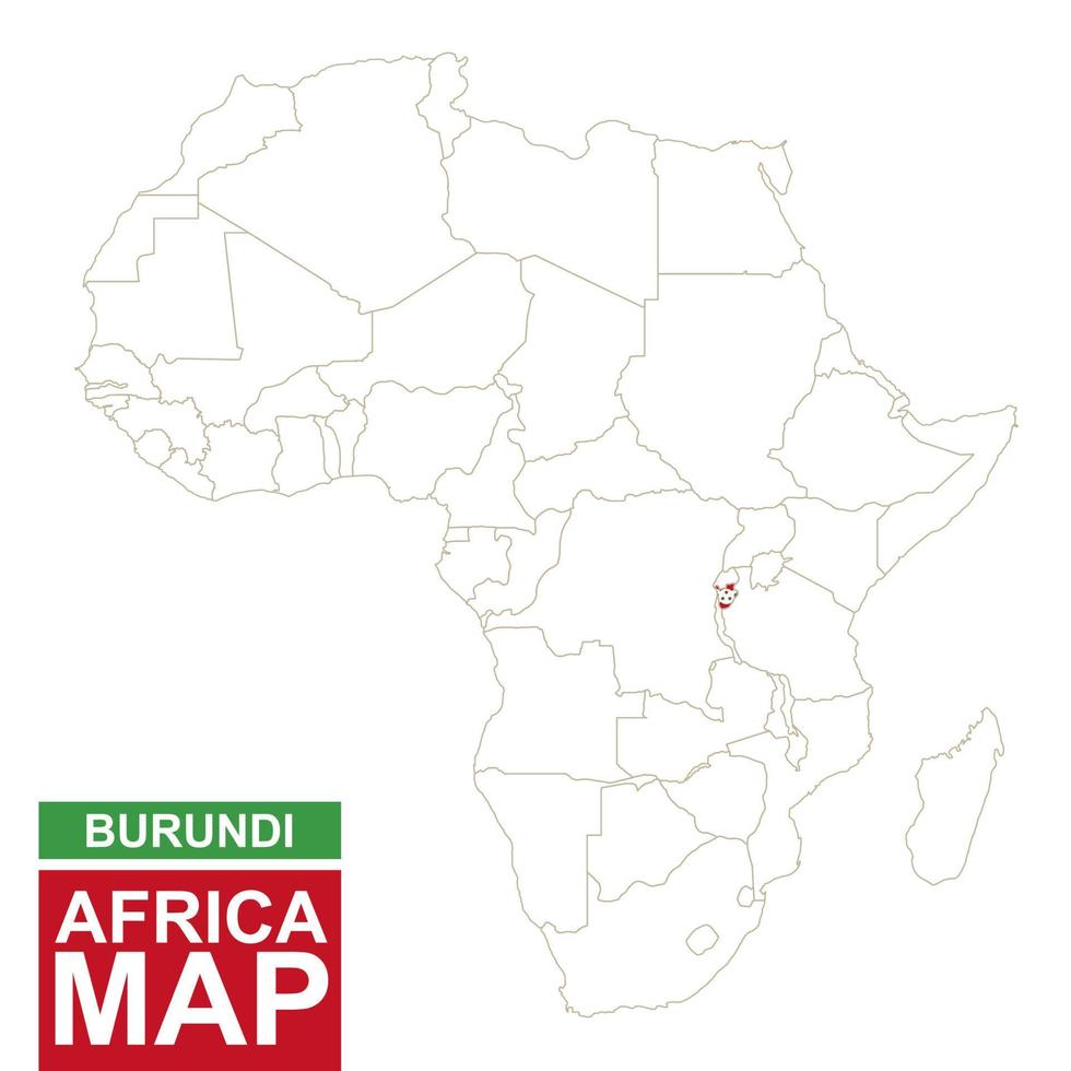 Africa contoured map with highlighted Burundi. vector