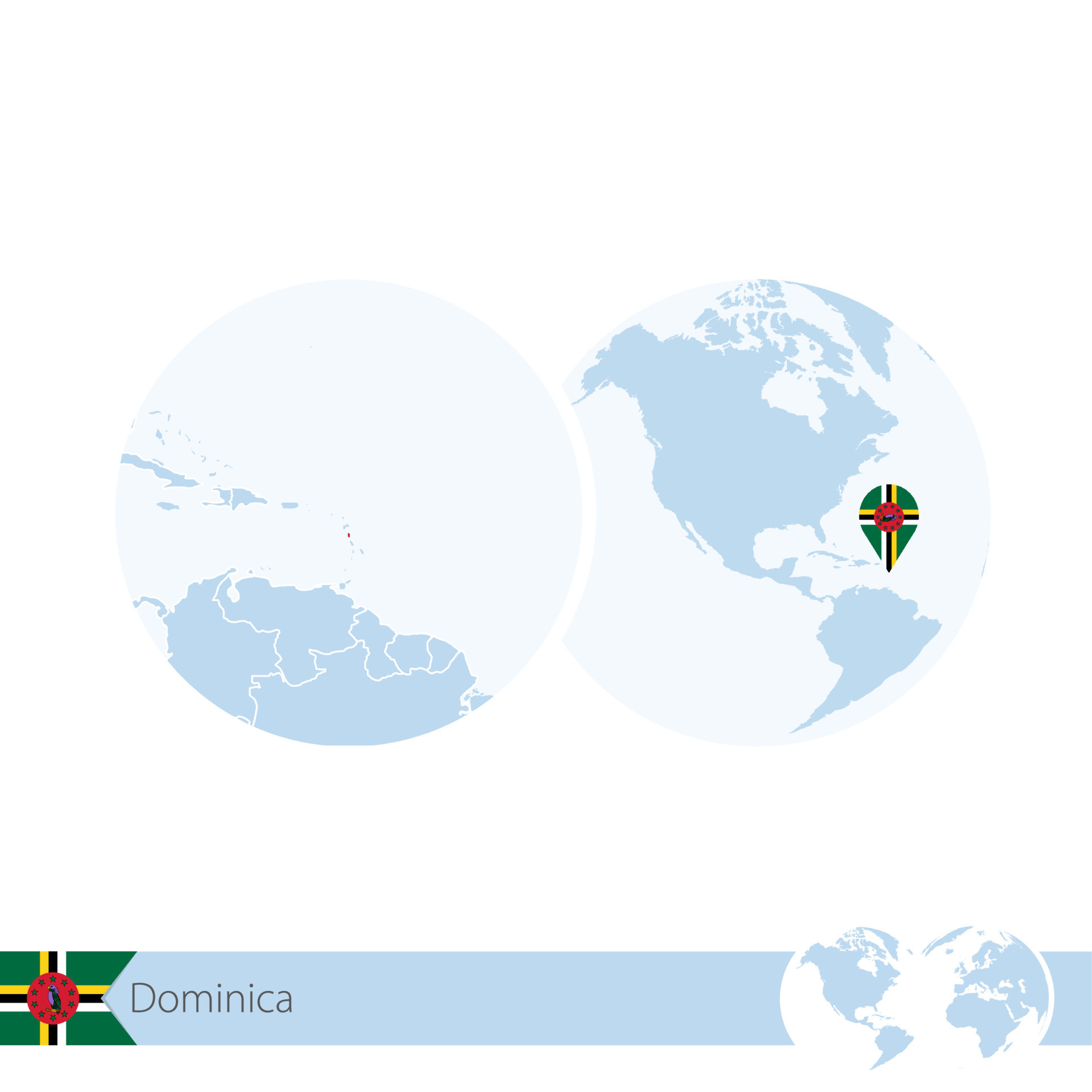 Dominica On World Globe With Flag And Regional Map Of Dominica 9281701 Dominica On World Globe With Flag And Regional Map Of Dominica Vector