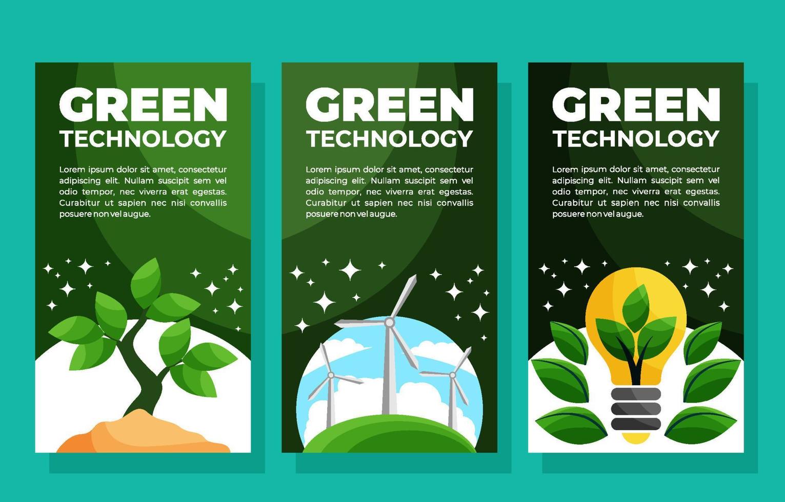 conjunto de banners de tecnología verde vector