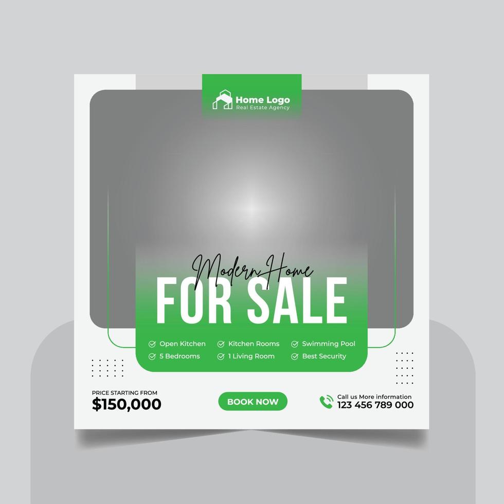 Real Estate Property Social Media Post or Modern Home Sale Social Media Promotion Square Flyer Web Banner Design Template vector