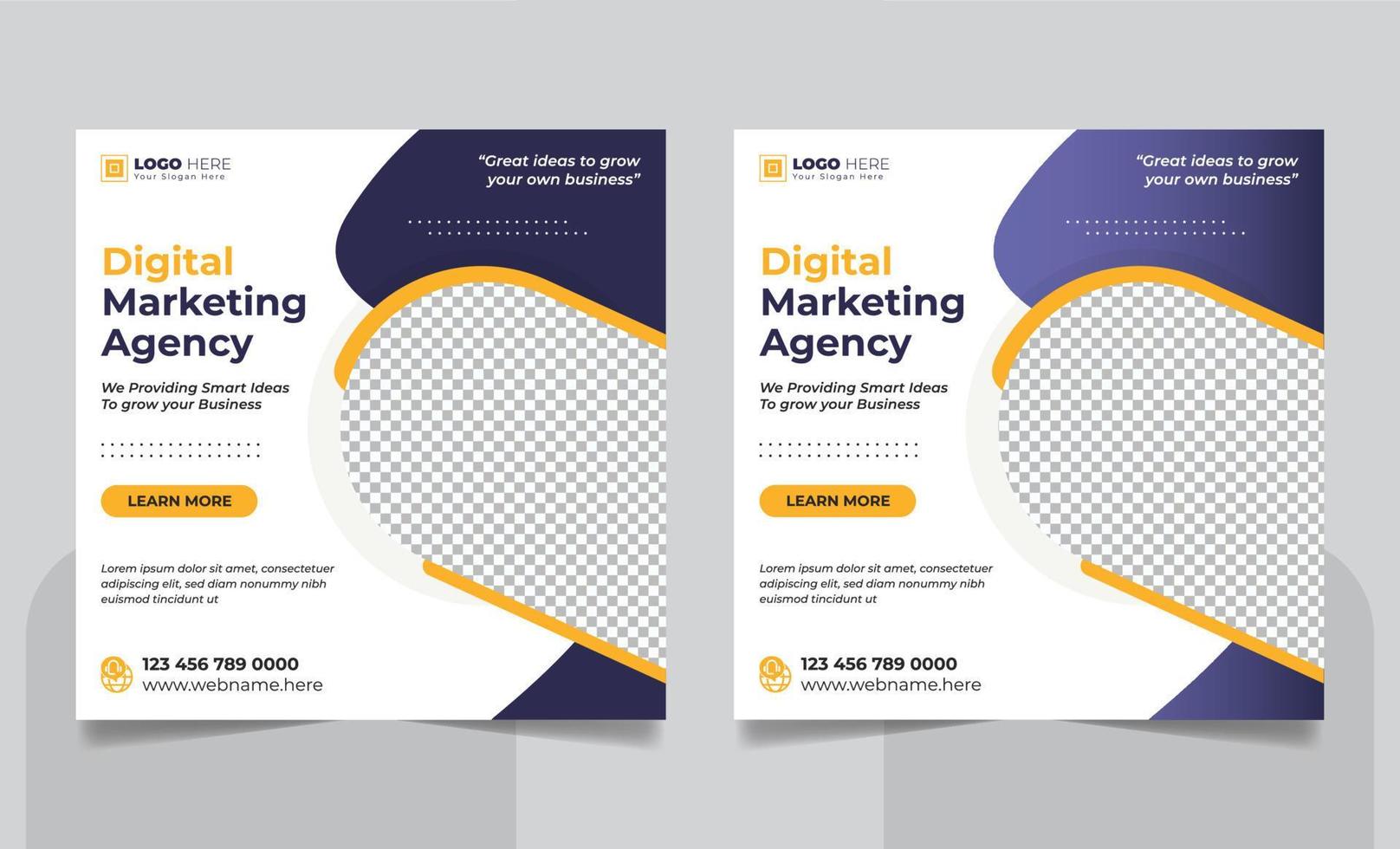 Digital Marketing Agency Online Webinar Social Media Post Set or Corporate Business Promotion Social Media Web Banner Square Flyer Unique Design Template vector